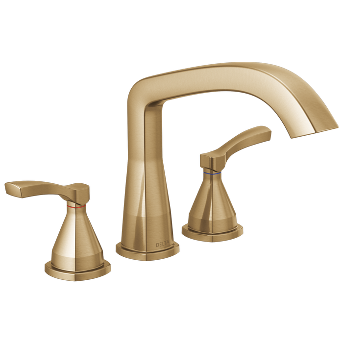 Delta Stryke T2776 Three Hole Roman Tub Trim - Lumicoat Champagne Bronze