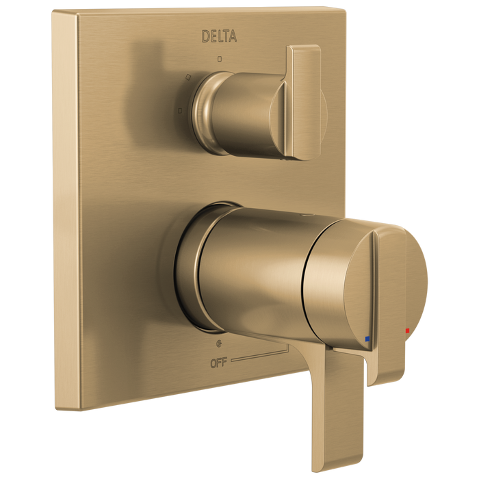Delta Delta Ara: Angular Modern TempAssure 17T Series Valve Trim with 3-Setting Integrated Diverter