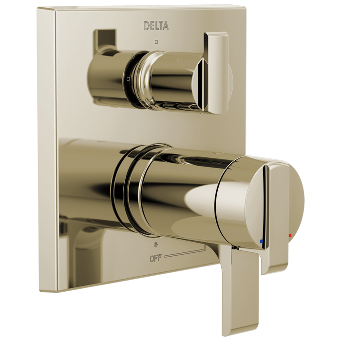 Delta Delta Ara: Angular Modern TempAssure 17T Series Valve Trim with 3-Setting Integrated Diverter