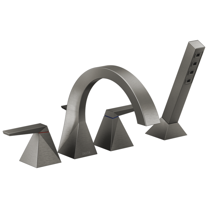Delta Trillian T4746 Two-Handle Roman Tub Trim with Hand Shower - Lumicoat Black Stainless
