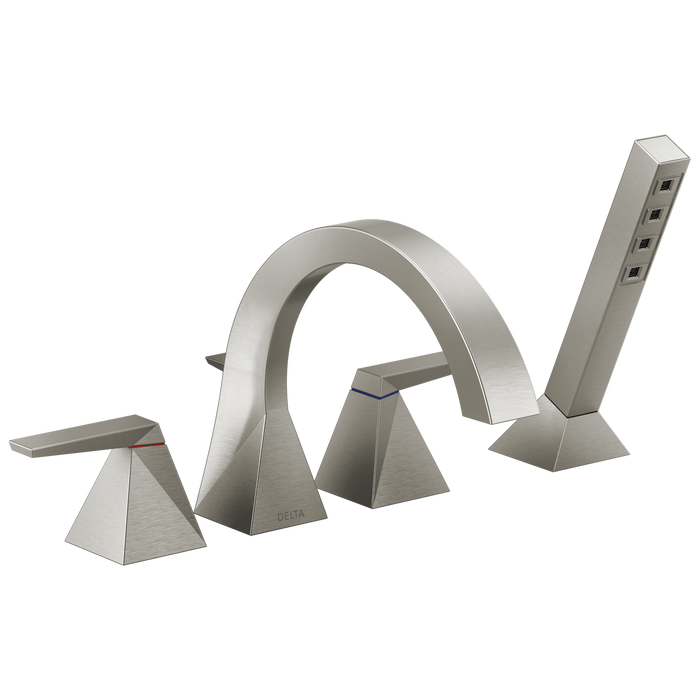 Delta Trillian T4746 Two-Handle Roman Tub Trim with Hand Shower - Lumicoat Stainless