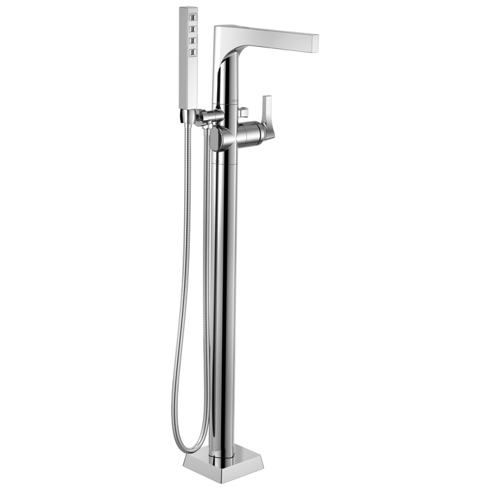 Delta Delta Zura: Single Handle Floor Mount Tub Filler Trim with Hand Shower