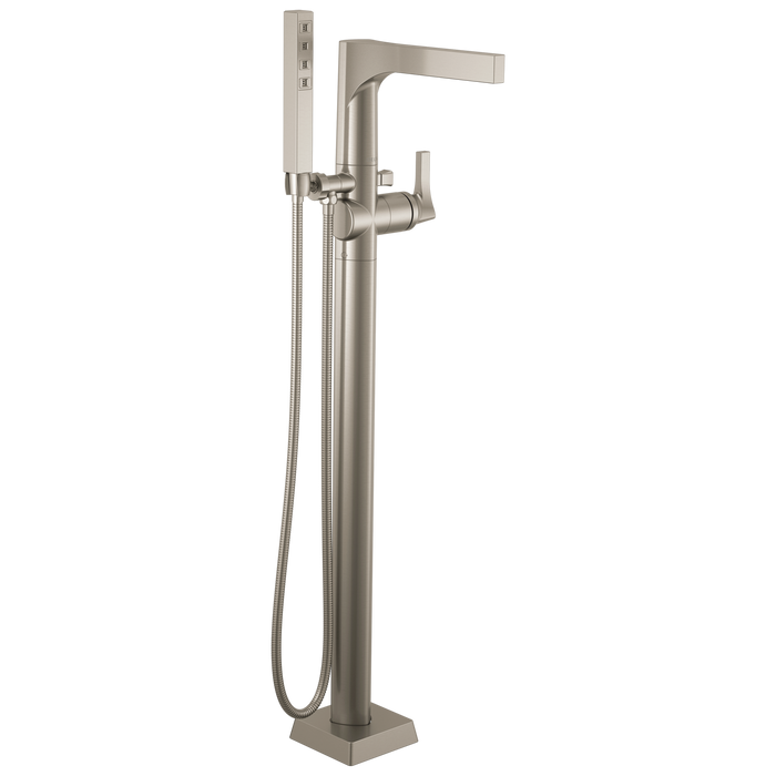 Delta Delta Zura: Single Handle Floor Mount Tub Filler Trim with Hand Shower