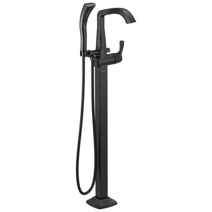 Delta Stryke T4776 Single Handle Floor Mount Tub Filler Trim - Matte Black
