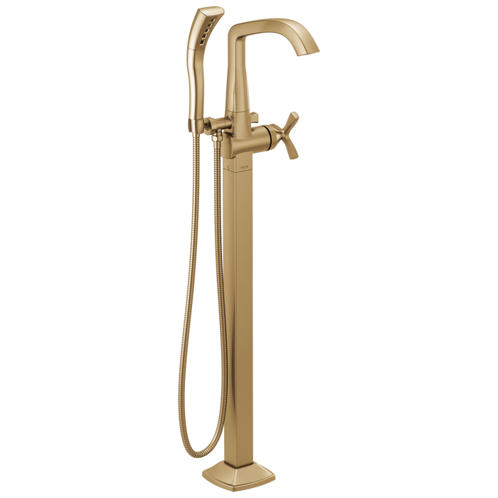 Delta Stryke T47766 Floor Mount Tub Filler Trim - Lumicoat Champagne Bronze