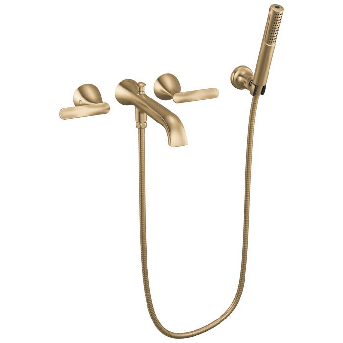 Delta Bonacci T5745 Two Handle Wall Mount Tub Filler Trim with Hand Shower