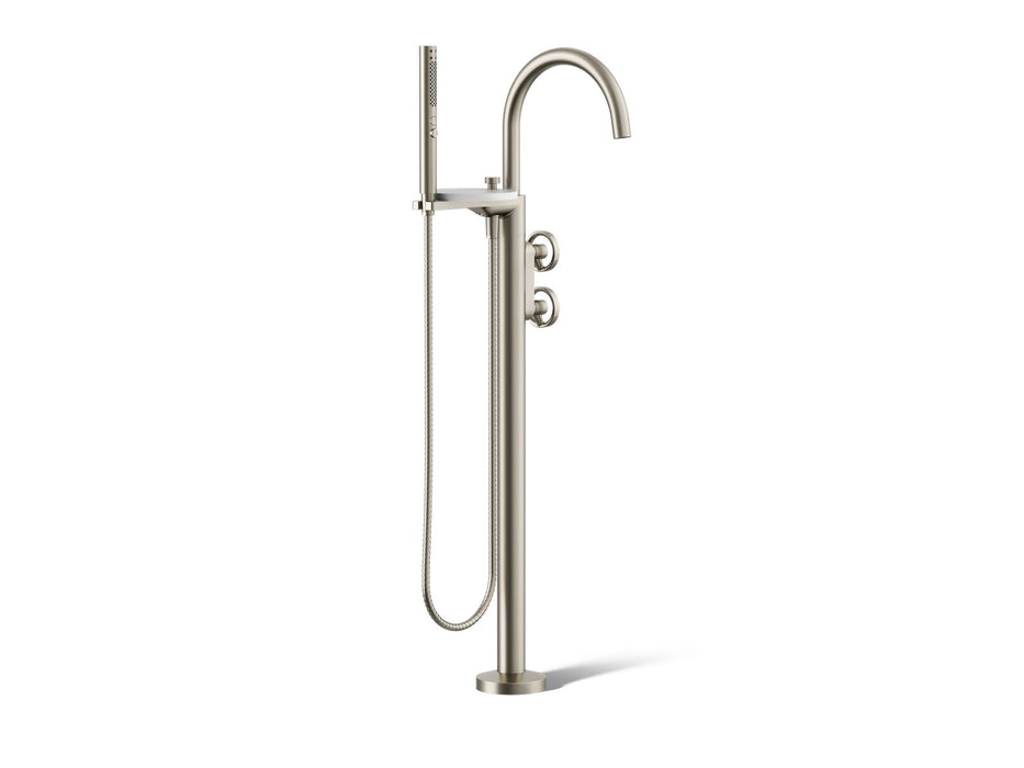 KOHLER Components Floor-mount bath filler trim with industrial handles and handshower