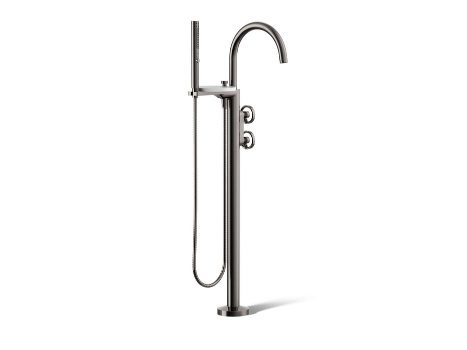KOHLER Components Floor-mount bath filler trim with industrial handles and handshower
