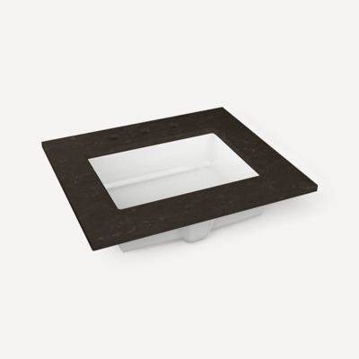 Quartz Stone Vanity Top, 24" x 1-1/8" x 23", Center Undercounter Sink, Three Hole, For Sendai and Chestnut Hill