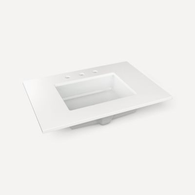Quartz Stone Vanity Top, 31" x 3/4" x 22", Center Undercounter Sink, Three Hole, For Islamorada and Sinca