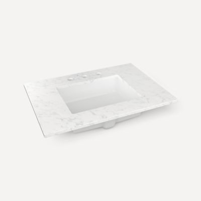 Robern Engineered Stone Top Quartz Stone Vanity Top, 31" x 3/4" x 22", Center Undercounter Sink, Three Hole, For Islamorada and Sinca