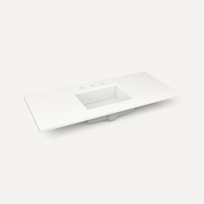 Quartz Stone Vanity Top, 49" x 3/4" x 22", Center Undercounter Sink, Three Hole, For Islamorada and Sinca