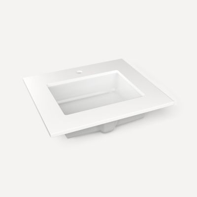 Quartz Stone Vanity Top, 25" x 3/4" x 22", Center Undercounter Sink, Single Hole