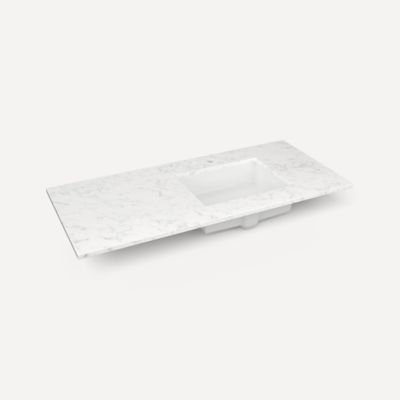 Robern Engineered Stone Top Quartz Stone Vanity Top, 49" x 3/4" x 22", Right Offset Undercounter Sink, Single Hole