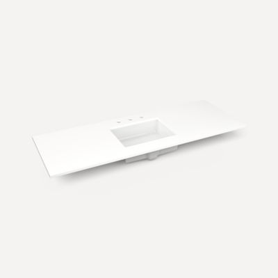 Quartz Stone Vanity Top, 61" x 3/4" x 22", Center Undercounter Sink, Three Hole
