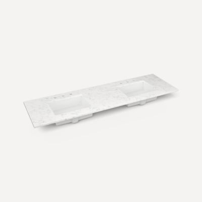 Robern Engineered Stone Top Quartz Stone Vanity Top, 73" x 3/4" x 22", Double Undercounter Sink, Three Hole