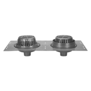 Zurn Z164-4NH 12" Diameter Combination Main Roof and Overflow Drain with Low Silhouette Domes and Double Top-Set Deck Plate - 4" No Hub Connection