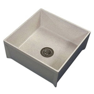 Zurn Z1996-24 Square Floor-Mount Sink, 24 in W, 24 in H, Stainless Steel, White