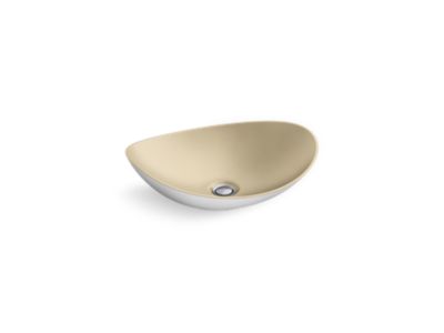 Kallista P74108-WHT Myam Vessel, Matte White, Satin Bronze
