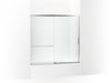 KOHLER Elate Sliding bath door, 56-3/4" H x 56-1/4 - 59-5/8" W with heavy 5/16" thick Crystal Clear glass