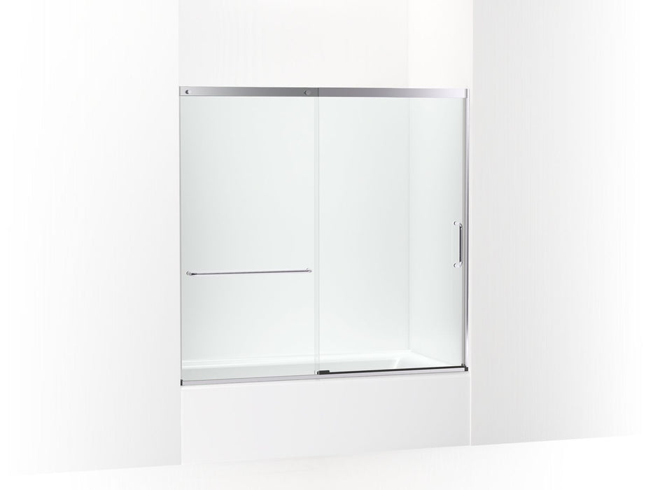 KOHLER Elate Sliding bath door, 56-3/4" H x 56-1/4 - 59-5/8" W with heavy 5/16" thick Crystal Clear glass
