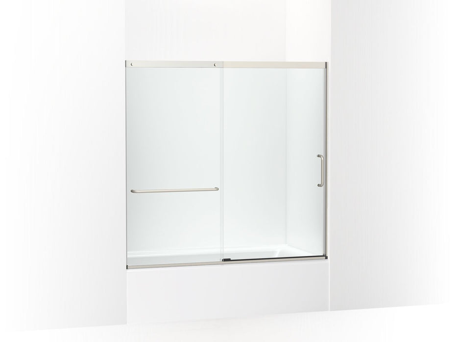 KOHLER Elate Sliding bath door, 56-3/4" H x 56-1/4 - 59-5/8" W with heavy 5/16" thick Crystal Clear glass