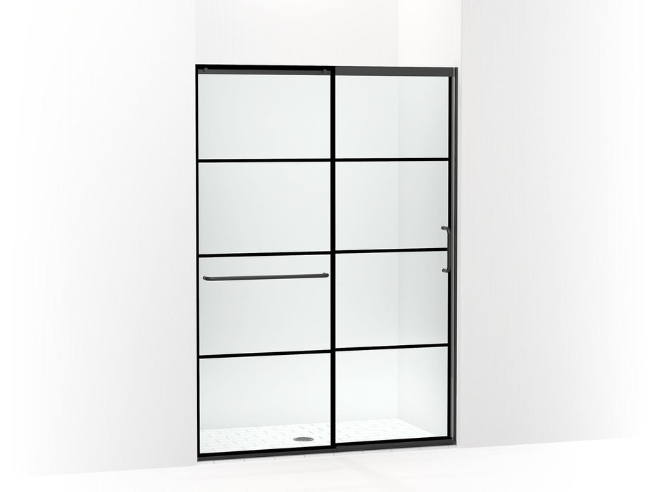 KOHLER Elate Sliding shower door, 75-1/2" H x 50-1/4 - 53-5/8" W, with heavy 5/16" thick Crystal Clear glass with rectangular grille pattern
