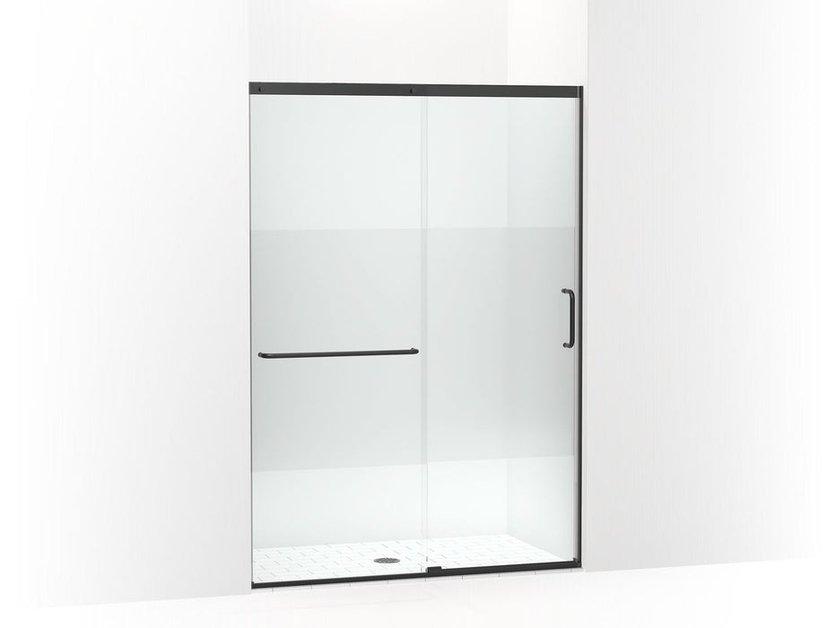 KOHLER Elate Sliding shower door, 75-1/2" H x 50-1/4 - 53-5/8" W, with heavy 5/16" thick Crystal Clear glass with privacy band