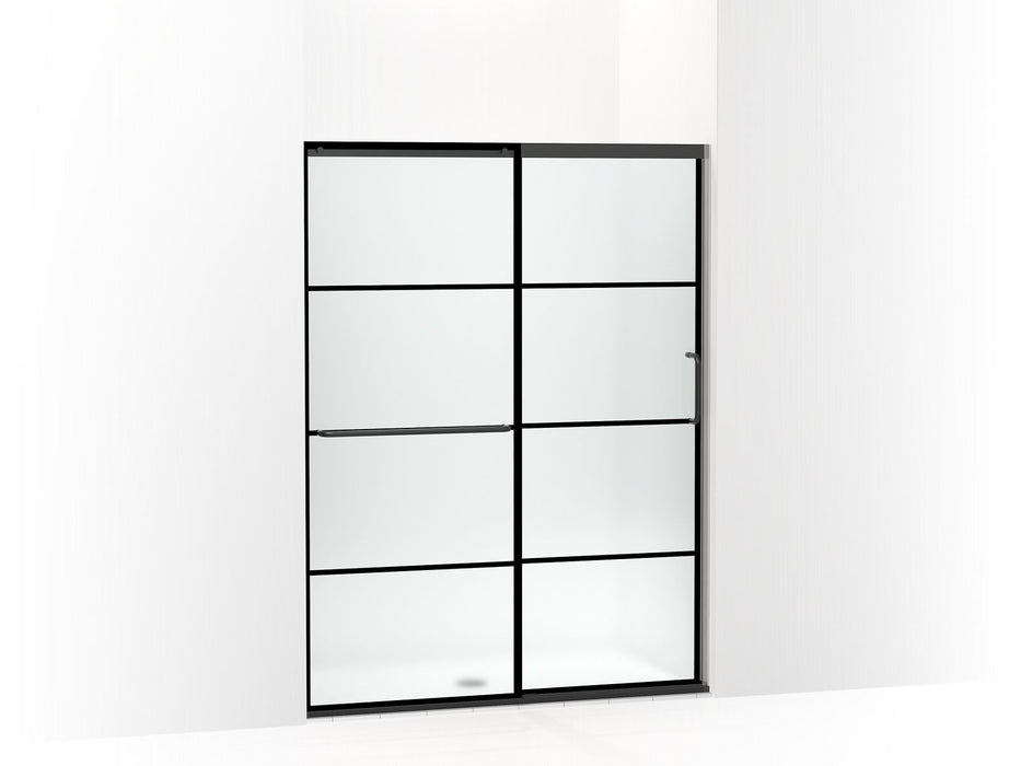 KOHLER Elate Sliding shower door, 70-1/2" H x 50-1/4 - 53-5/8" W, with 1/4" thick Frosted glass with rectangular grille pattern
