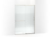 KOHLER Elate Sliding shower door, 75-1/2" H x 50-1/4 - 53-5/8" W, with heavy 5/16" thick Crystal Clear glass with privacy band