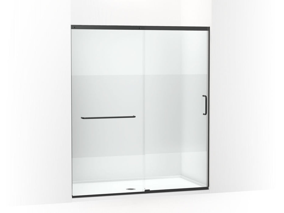 KOHLER K-707616-8G81 Elate Sliding shower door, 75-1/2" H x 62-1/4 - 65-5/8" W with heavy 5/16" thick Crystal Clear glass with privacy band