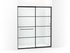 KOHLER Elate Sliding shower door, 75-1/2" H x 62-1/4 - 65-5/8" W, with heavy 5/16" thick Frosted glass with rectangular grille pattern