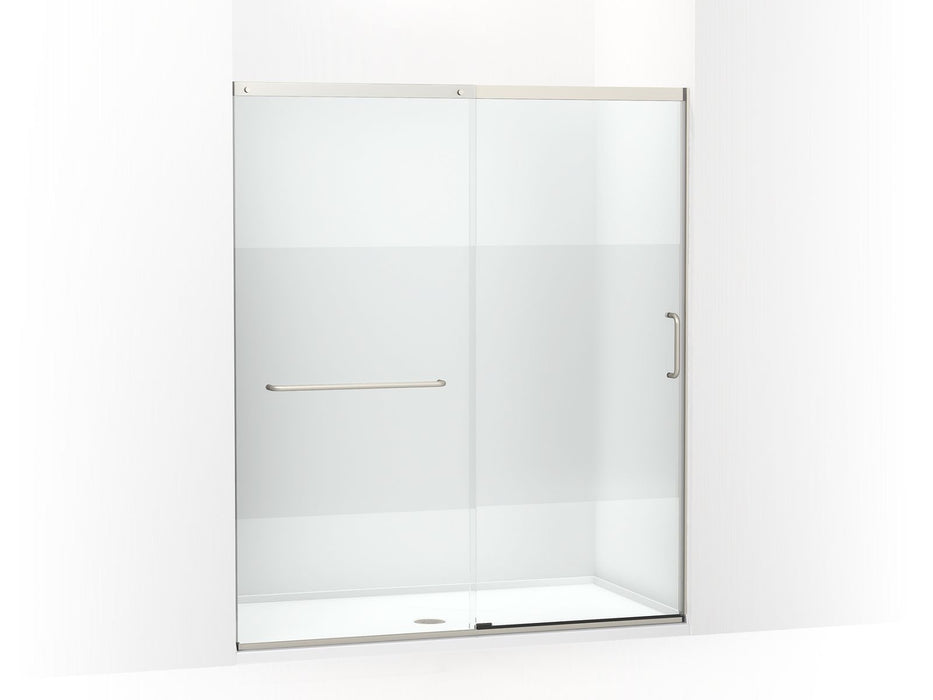 KOHLER K-707616-8G81 Elate Sliding shower door, 75-1/2" H x 62-1/4 - 65-5/8" W with heavy 5/16" thick Crystal Clear glass with privacy band