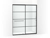 KOHLER Elate Sliding shower door, 75-1/2" H x 62-1/4 - 65-5/8" W, with heavy 5/16" thick Crystal Clear glass with rectangular grille pattern
