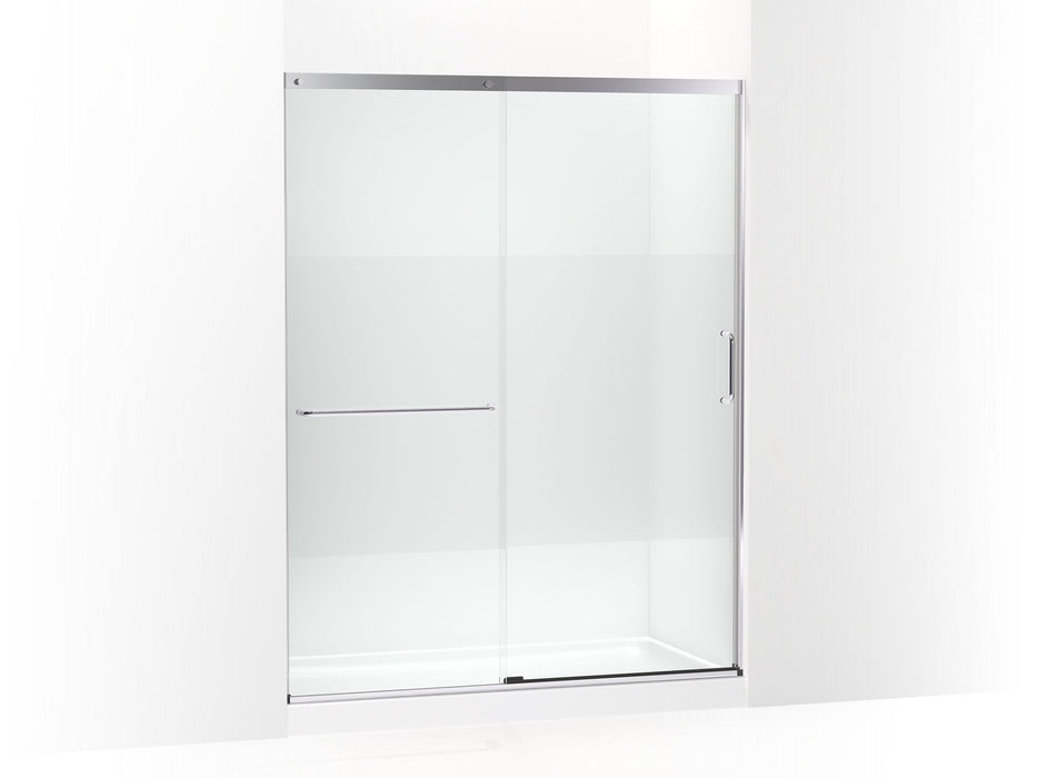 KOHLER K-707615-8G81 Elate Sliding shower door, 75-1/2" H x 56-1/4 - 59-5/8" W, with heavy 5/16" thick Crystal Clear glass with privacy band