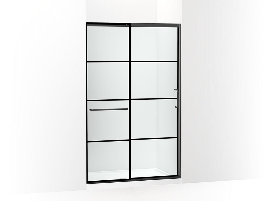 KOHLER K-707613-8G79 Elate Sliding shower door, 75-1/2" H x 44-1/4 - 47-5/8" W, with heavy 5/16" thick Crystal Clear glass with rectangular grille pattern