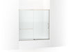 KOHLER Elate Sliding bath door, 56-3/4" H x 56-1/4 - 59-5/8" W with heavy 5/16" thick Crystal Clear glass with privacy band