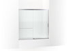 KOHLER Elate Sliding bath door, 56-3/4" H x 56-1/4 - 59-5/8" W with heavy 5/16" thick Crystal Clear glass with privacy band