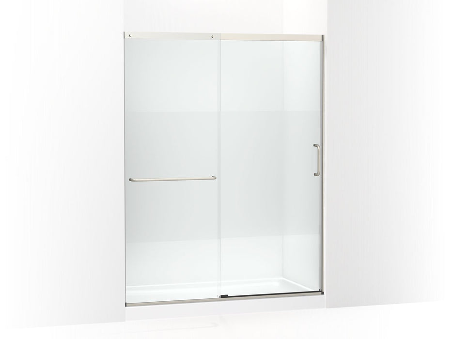 KOHLER K-707615-8G81 Elate Sliding shower door, 75-1/2" H x 56-1/4 - 59-5/8" W, with heavy 5/16" thick Crystal Clear glass with privacy band