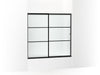 KOHLER Elate Sliding bath door, 56-3/4" H x 56-1/4 - 59-5/8" W, with 1/4" thick Frosted glass with rectangular grille pattern