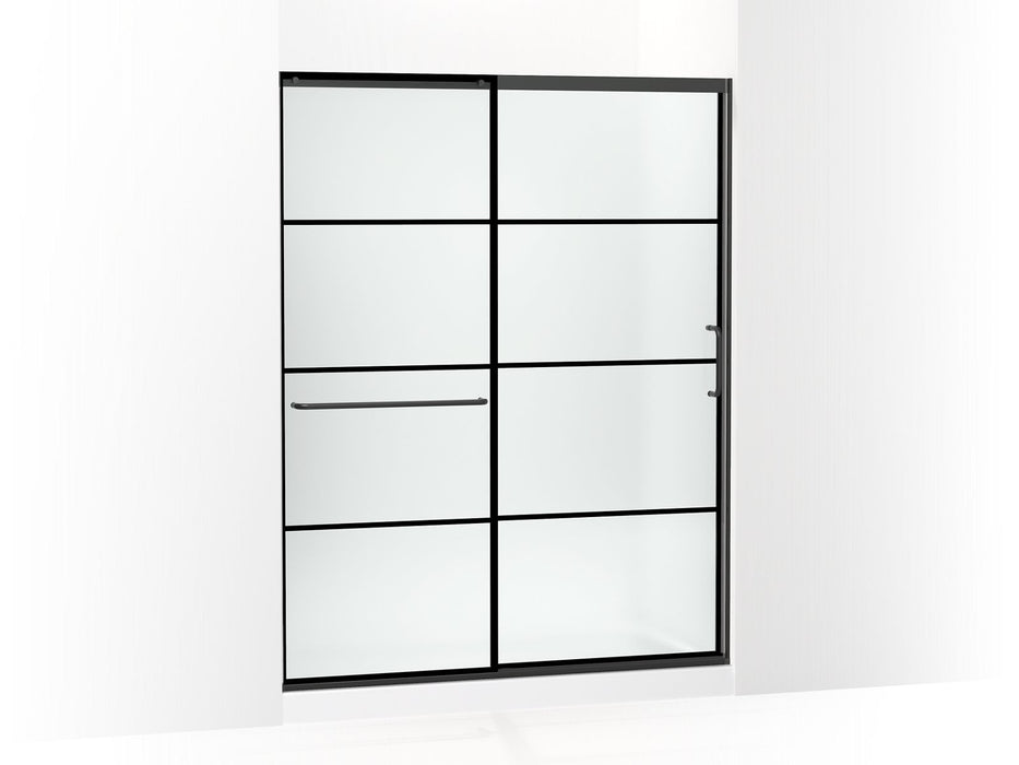 KOHLER Elate Sliding shower door, 75-1/2" H x 56-1/4 - 59-5/8" W, with heavy 5/16" thick Frosted glass with rectangular grille pattern