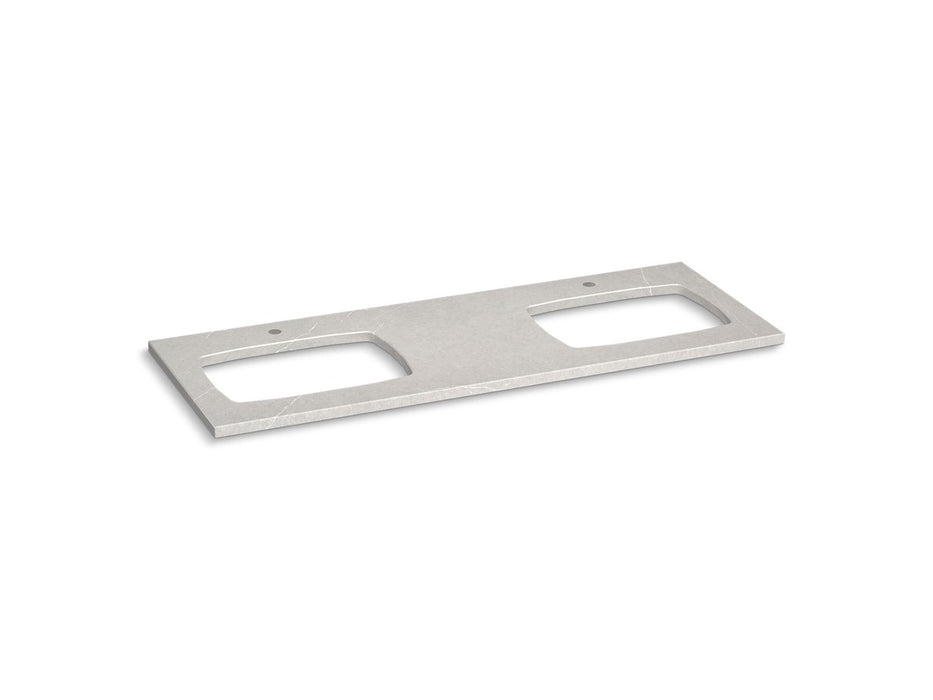 KOHLER Silestone 61" quartz vanity top with two rectangular cutouts for Carillon sinks