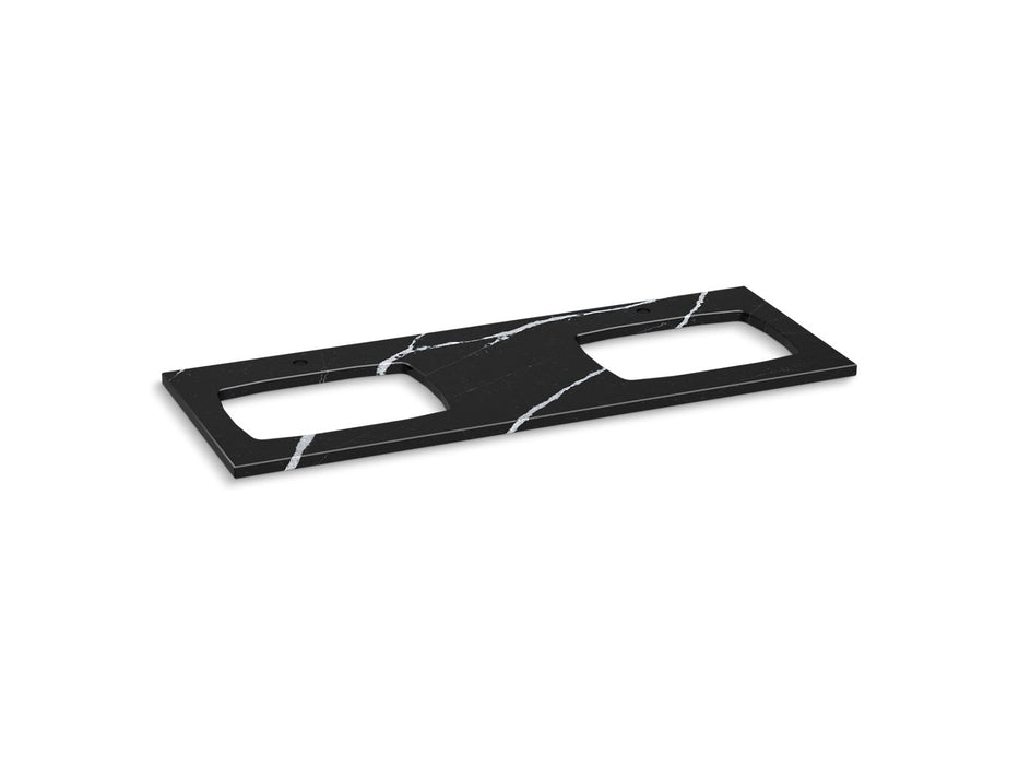 KOHLER Silestone 61" quartz vanity top with two rectangular cutouts for Carillon sinks