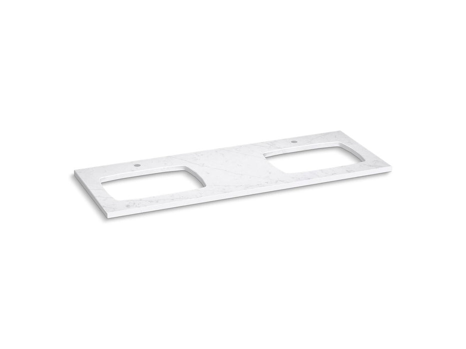 KOHLER Silestone 61" quartz vanity top with two rectangular cutouts for Carillon sinks