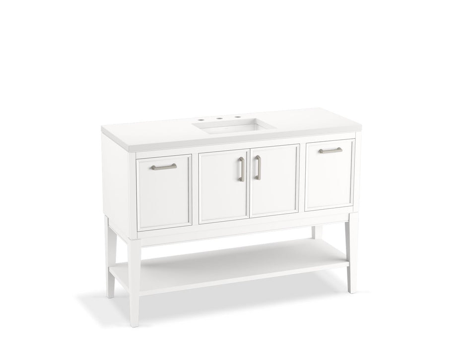 KOHLER K-33580-ASB Winnow 48" bathroom vanity cabinet with sink and quartz top