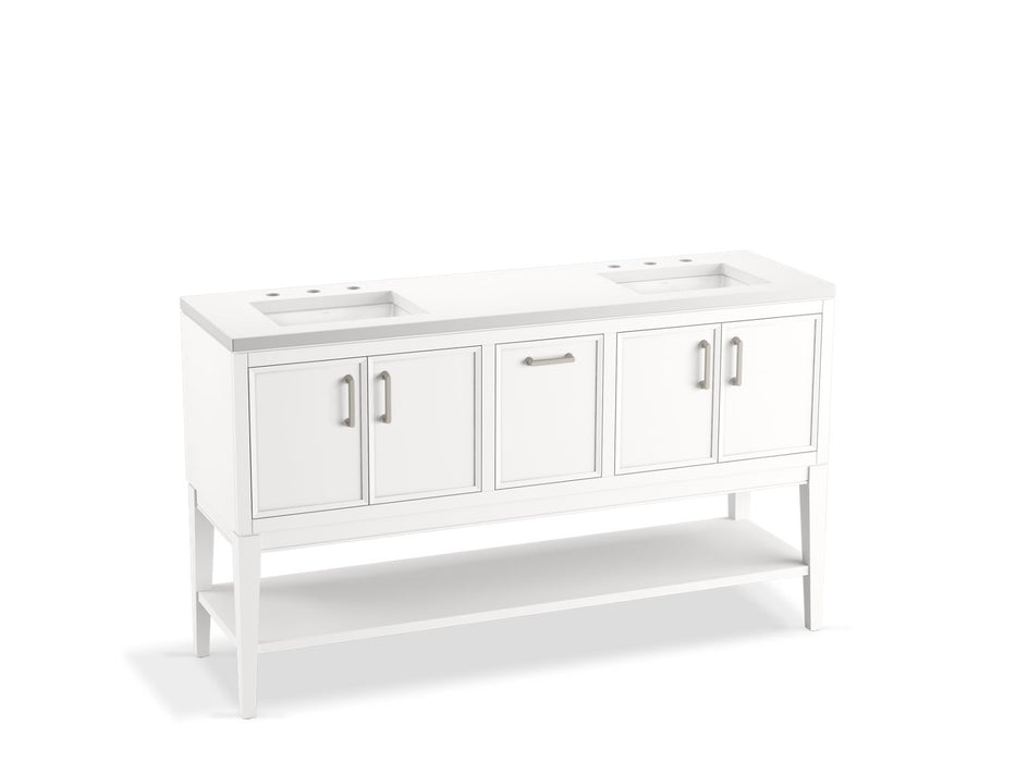 KOHLER K-33581-ASB Winnow 60" bathroom vanity cabinet with sinks and quartz top
