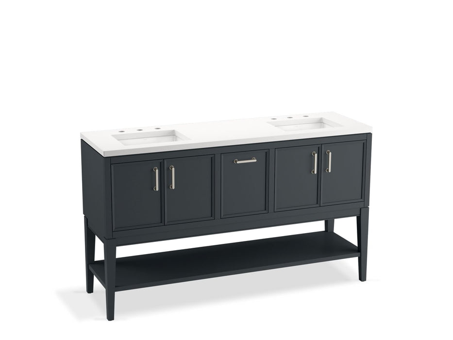 KOHLER K-33581-ASB Winnow 60" bathroom vanity cabinet with sinks and quartz top