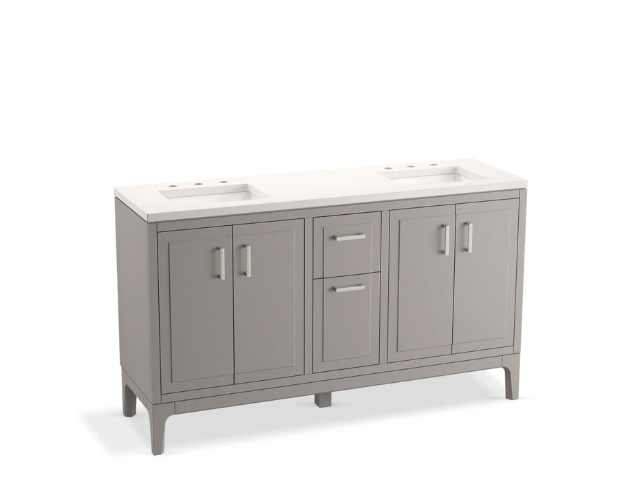 KOHLER K-33555-ASB Seer 60" bathroom vanity cabinet with sinks and quartz top