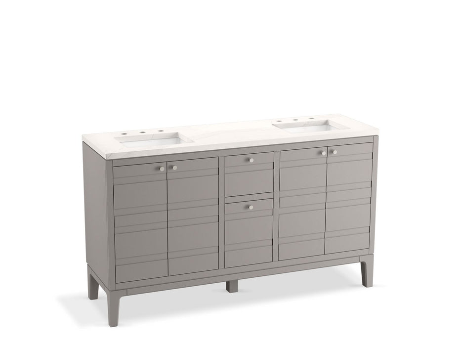 KOHLER K-33527-ASB Helst 60" bathroom vanity cabinet with sinks and quartz top