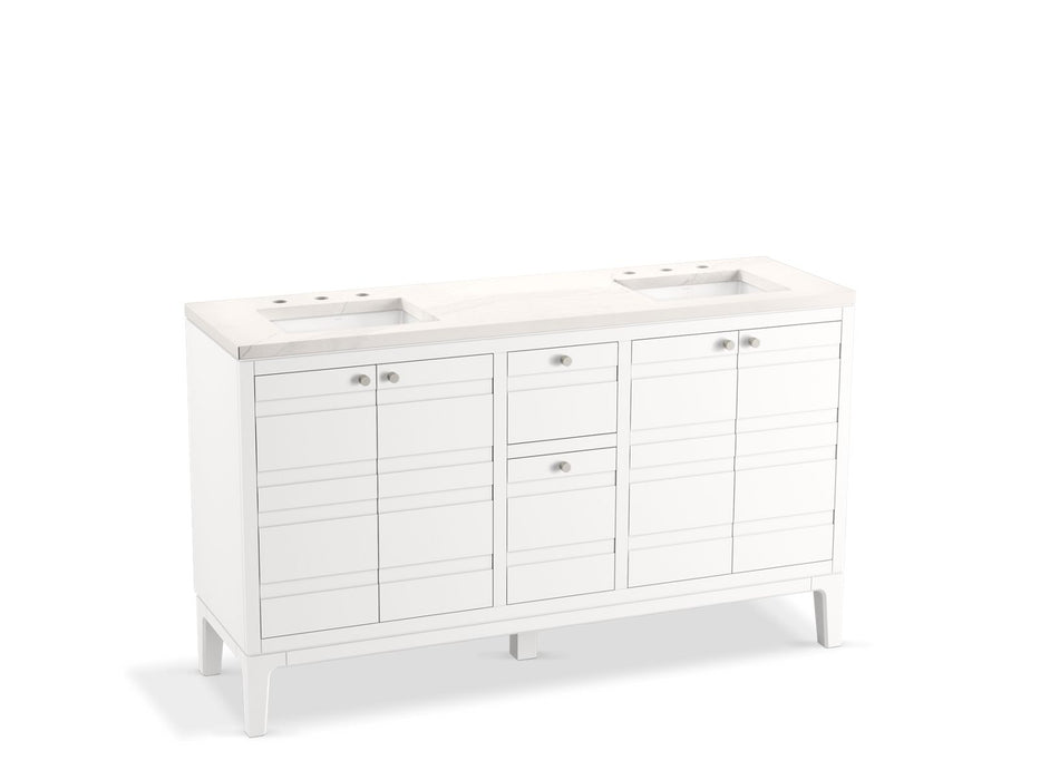 KOHLER K-33527-ASB Helst 60" bathroom vanity cabinet with sinks and quartz top